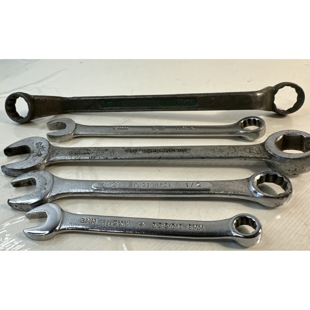 Lot Of 5 Assorted Brand Wrenches Great Neck Superrench K&D Huskey lectrolite